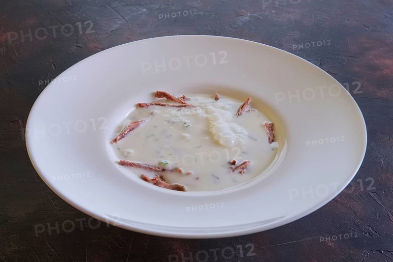 Traditional cold belorussian soup with beef