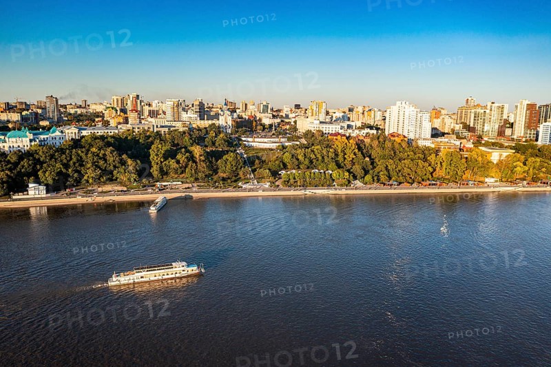 Aerial of Khabarovsk and the Amur river