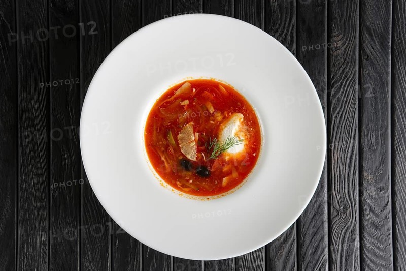 Traditional russian solyanka soup