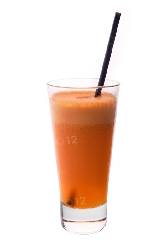 Fresh carrot and apple juice isolated on white background