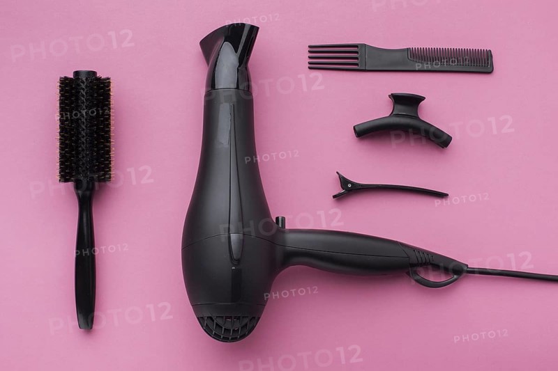Professional hair dryer flat lay