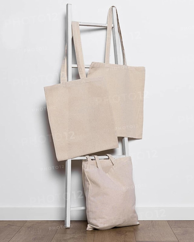 Tote bags arrangement ladder indoors. Resolution and high quality beautiful photo