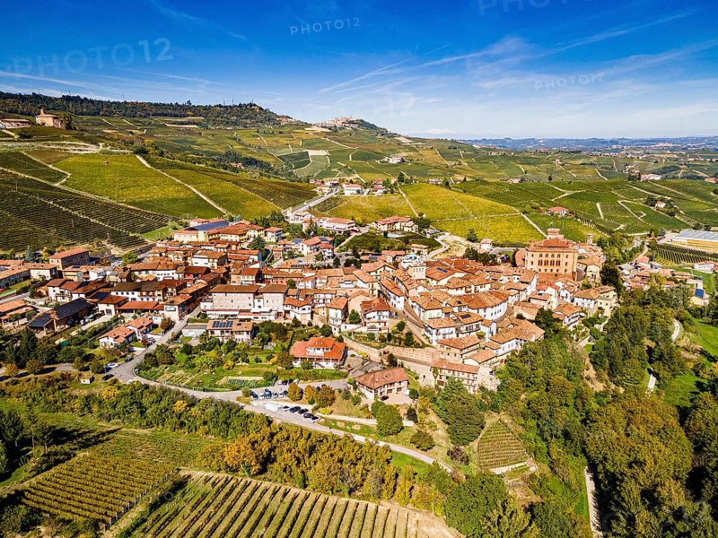 Aerials of the wineyards around Barolo