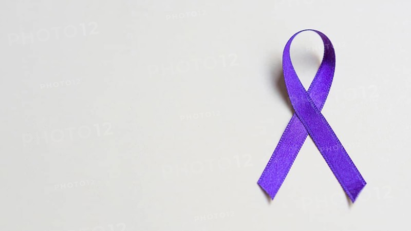 Flat lay frame with purple ribbon