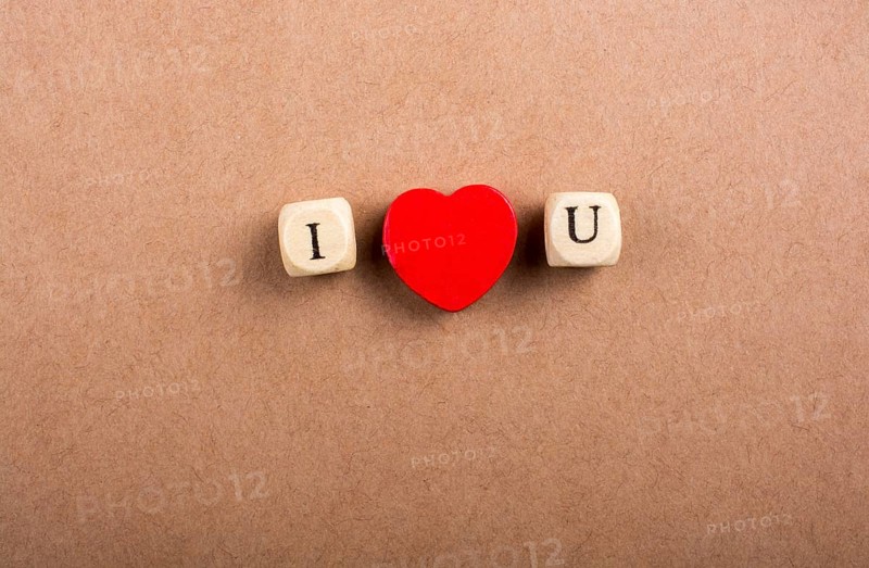 Phrase I Love You Made from Letter Cubes in in hand