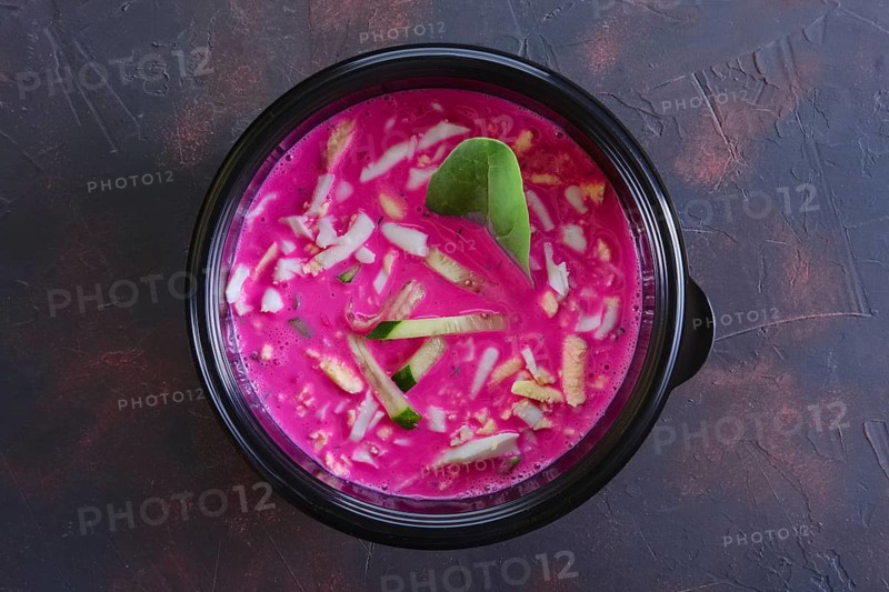 Traditional cold belorussian soup with beef