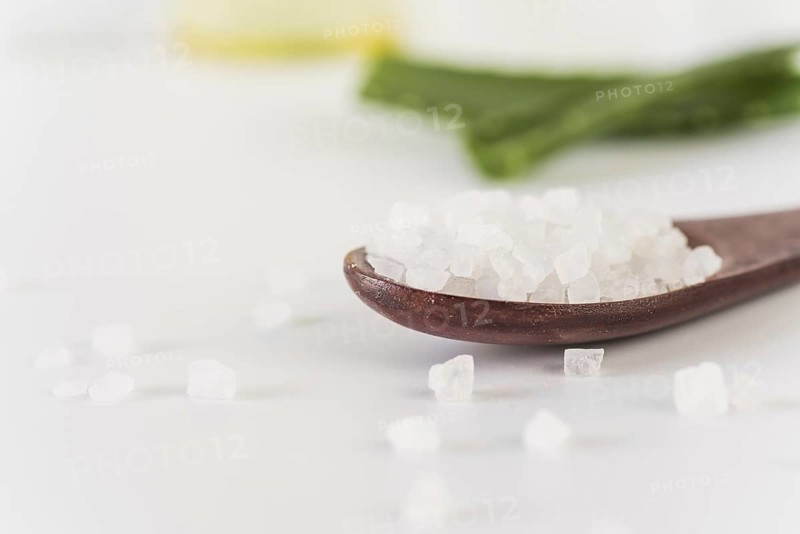Detail rock salts white background