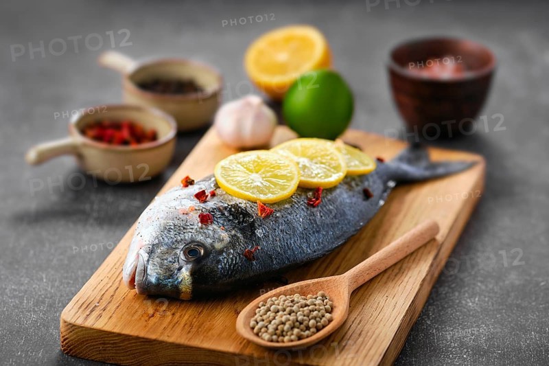 Gilt head bream with spice prepared for cooking