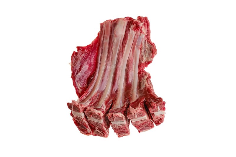 Raw fresh deer ribs isolated on white background