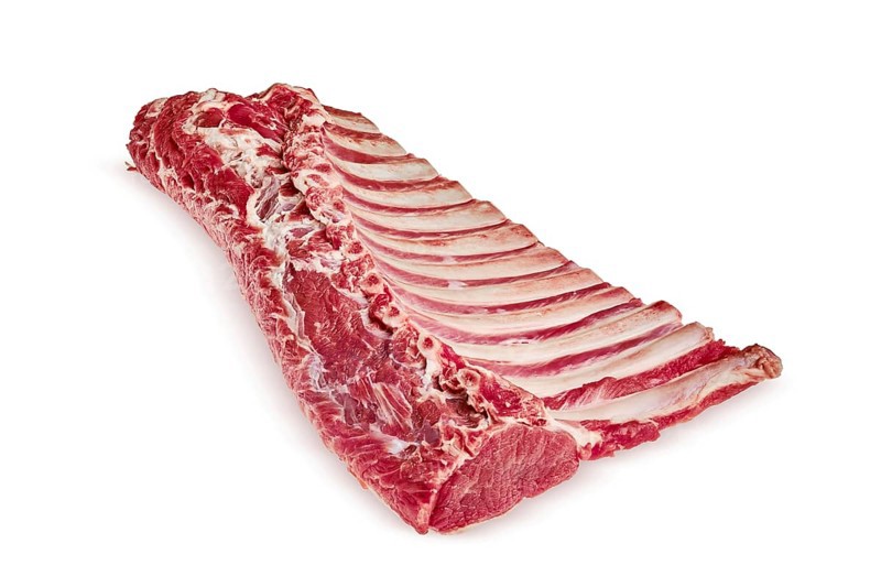 Fresh raw rack of lamb isolated on white background
