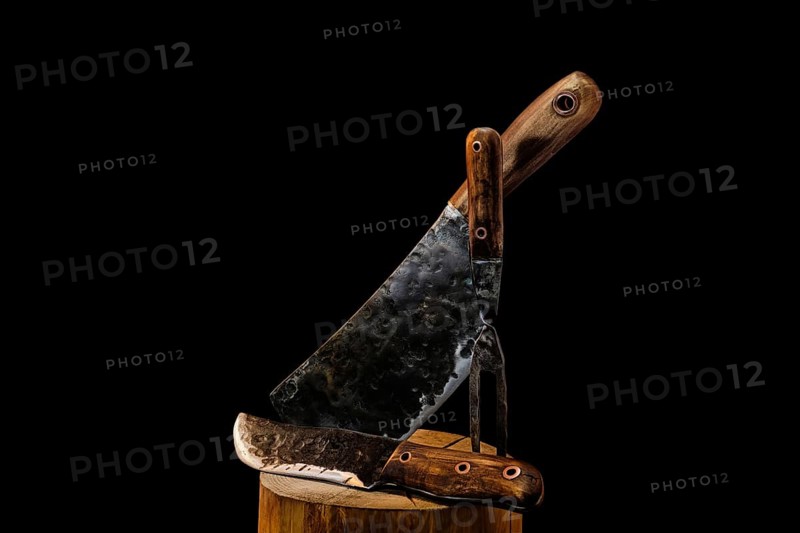 Rustic butcher meat knife