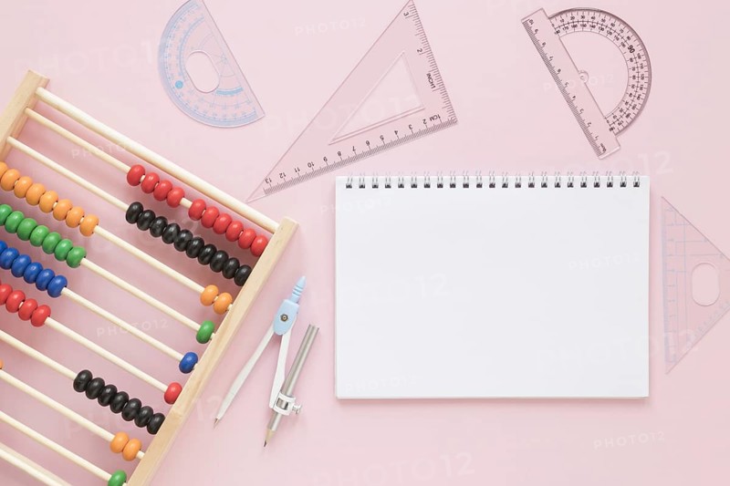 Math rulers supplies with abacus empty notebook