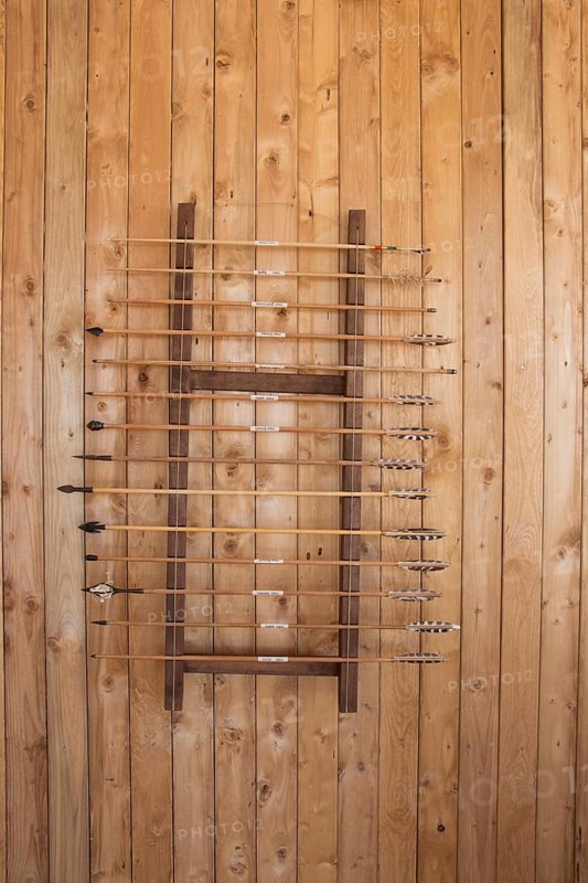 Antique old wooden arrows