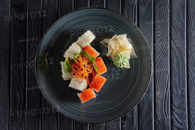 Set of rolls with salmon