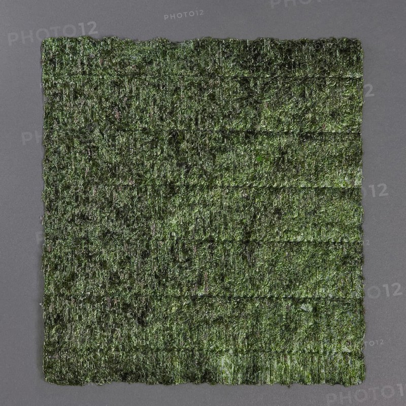 Dry nori japanese food seaweed asian snack for sushi on gray paper