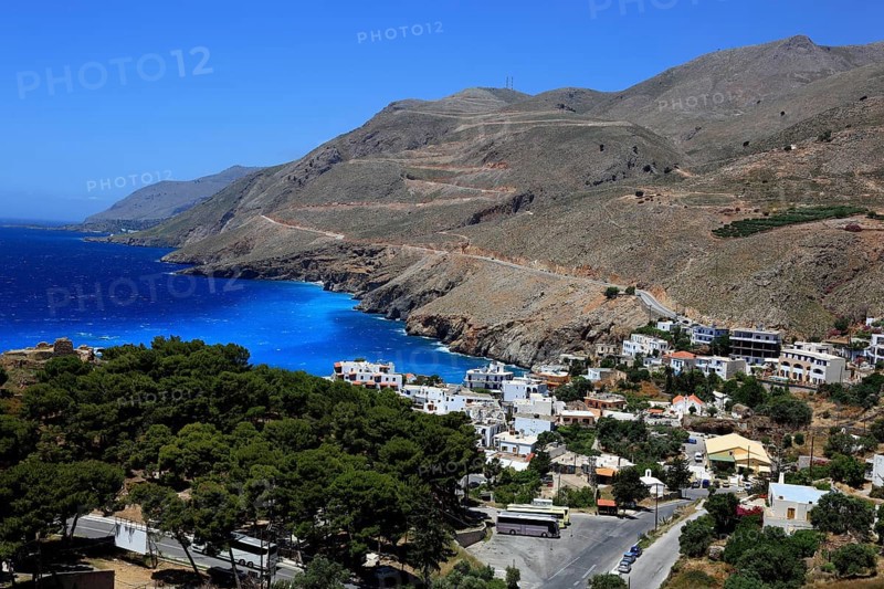 Chora Sfakion is a coastal town in the south of the island of Crete with a small harbour on the Libyan Sea