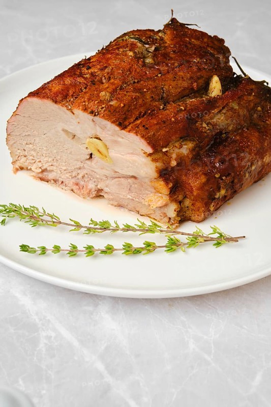 Closeup view of homemade pork neck ham