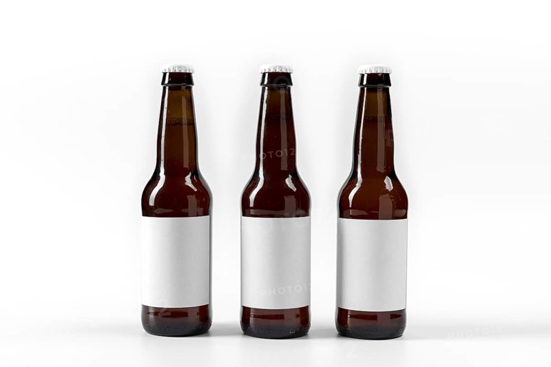 Front view beers line with blank labels