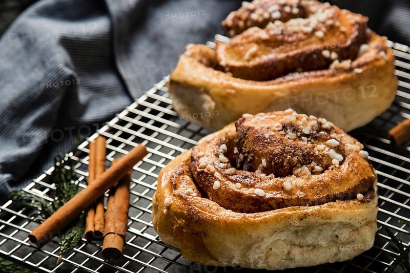 Close up cinnamon rolls plate