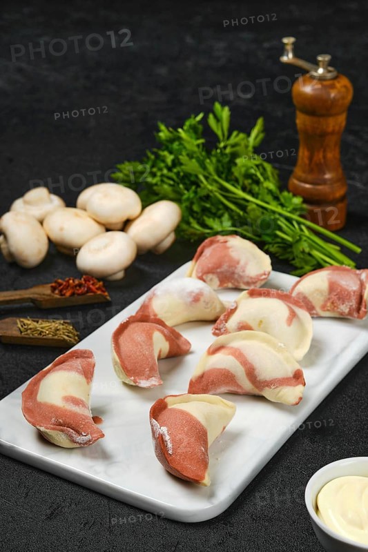 Frozen semifinished dumplings stuffed with champignon
