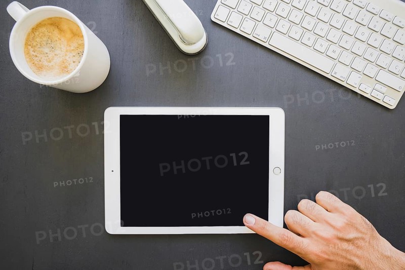 Finger touching tablet s screen work