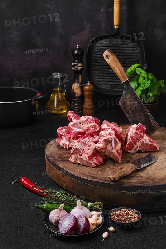Chopped beef bones for making bouillon stock