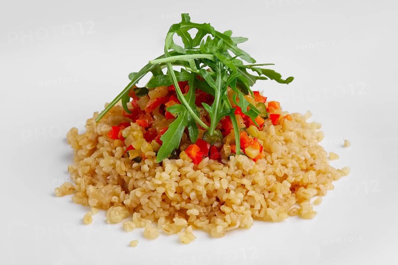 Traditional russian lenten salad with pearl barley