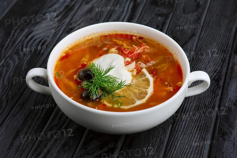 Traditional belorussian soup solyanka