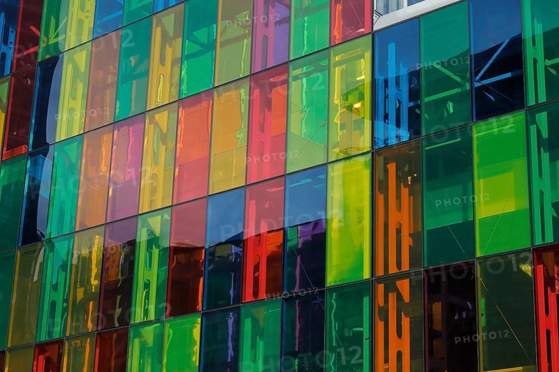Colorful windows of the Palais des congres de Montreal