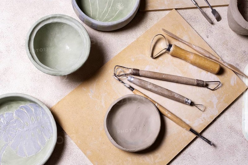 Tools pottery table. Resolution and high quality beautiful photo