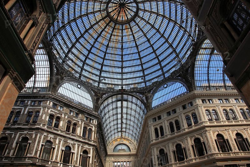 Galleria Umberto I. Shopping arcade covered by a large glass dome