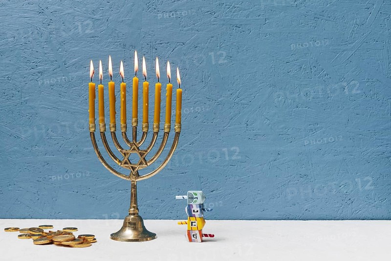 Hebrew candlestick holder burning