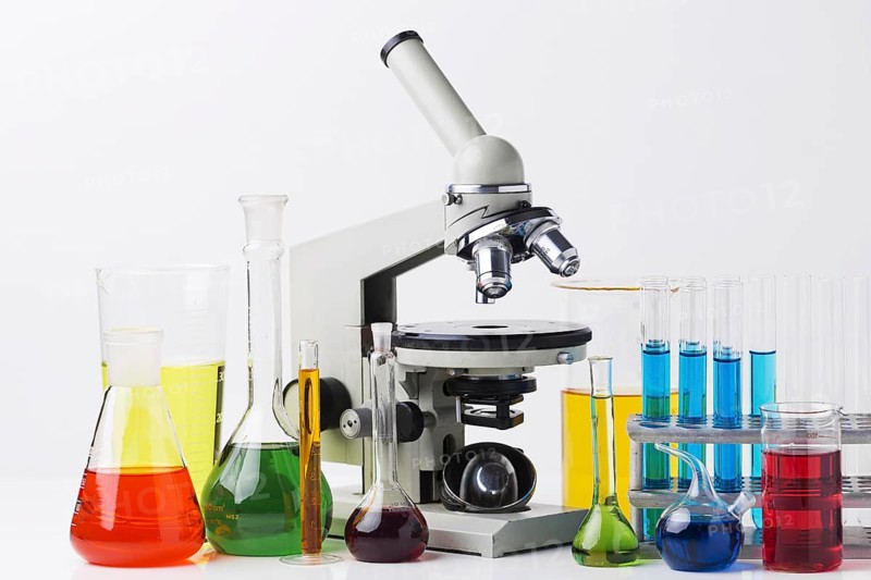 Front view science elements with chemicals composition