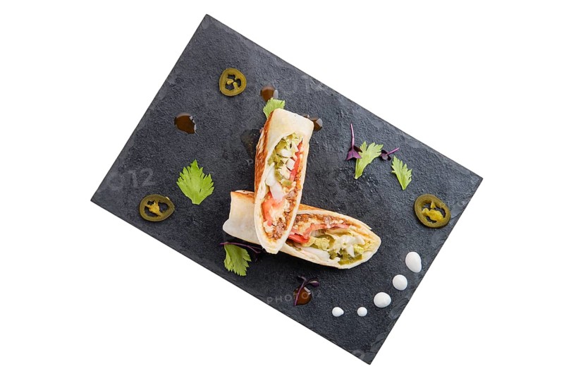 Rolled pita bread with minced meat