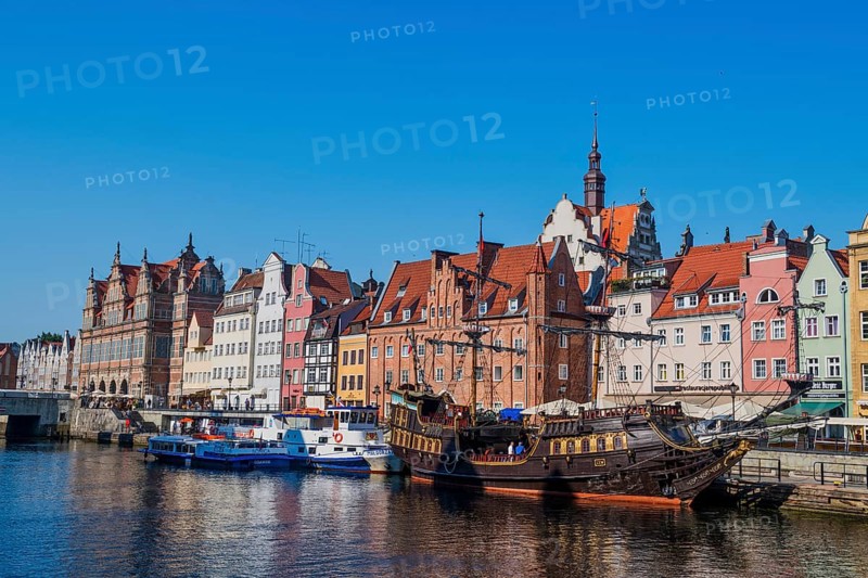 Hanseatic league houses on the Motlawa river