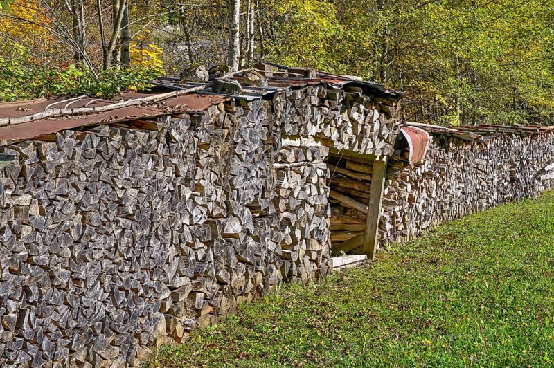 Woodpile in autumnal Ostrachtal