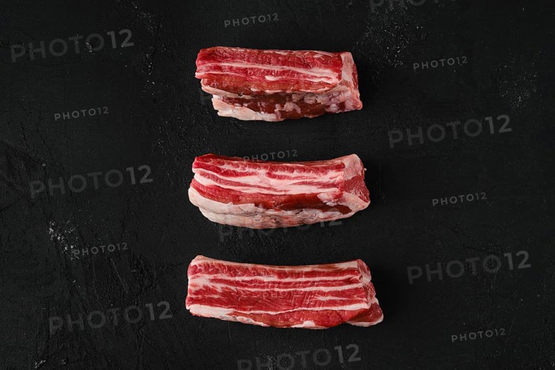 Top view of raw beef short ribs