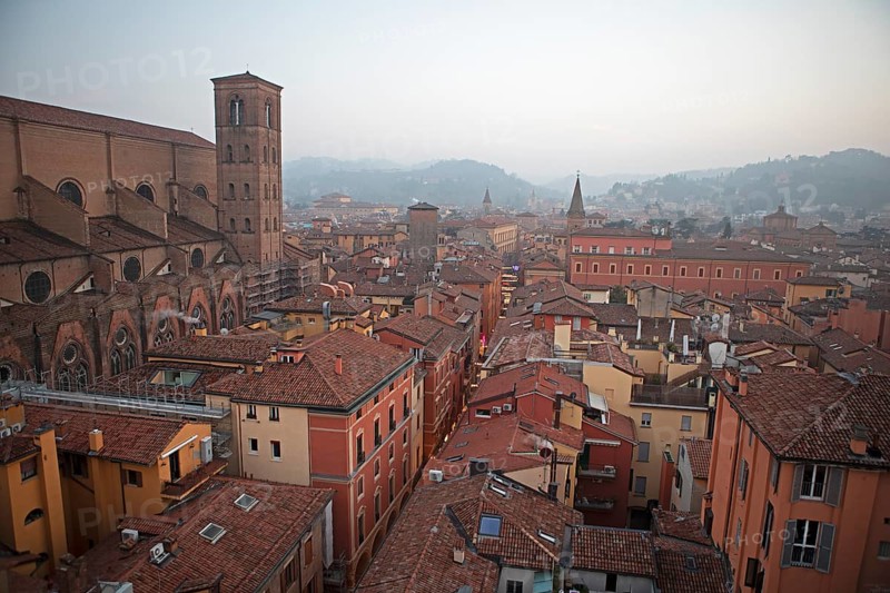 City view of Bologna from the Torre dell'Orologio