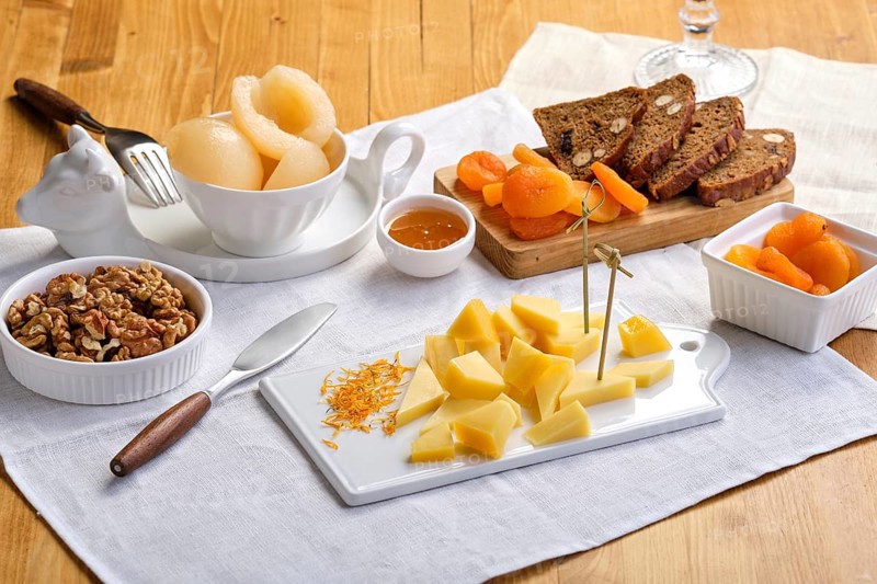 Set of various appetizers for wine