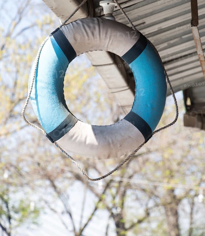 Life preserver or life saver hanging in air