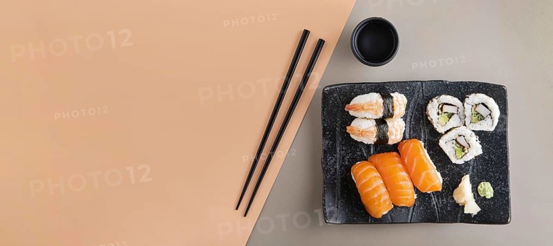 Top view delicious sushi with copy space. Resolution and high quality beautiful photo