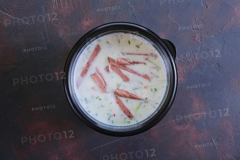 Traditional cold belorussian soup with beef