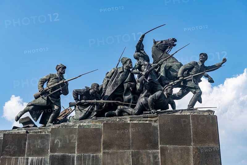 Monument to Vasily Chapaev before the Samara Academic Gorkiy Drama Theater