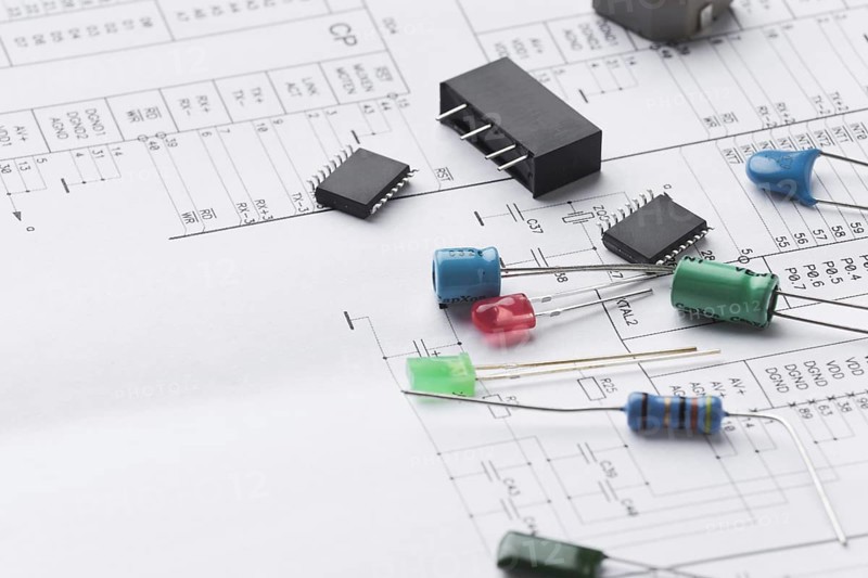 Close up electronic components