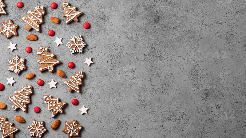 Top view gingerbread cookies with almonds copy space. Resolution and high quality beautiful photo