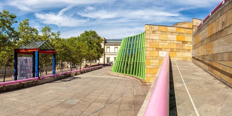 New State Gallery Modern Architecture Panorama in Stuttgart