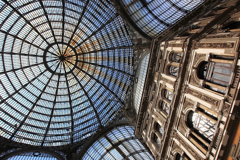 Galleria Umberto I. Shopping arcade covered by a large glass dome