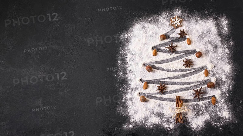 Top view christmas tree shape with flour copy space. Resolution and high quality beautiful photo