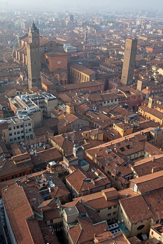 City view Bologna seen from the top of the Asinelli Tower
