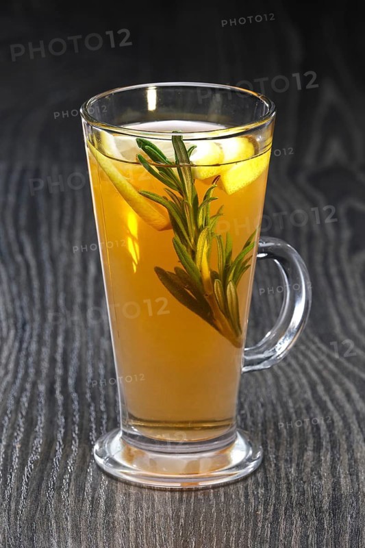 Transparent glass of rosemary